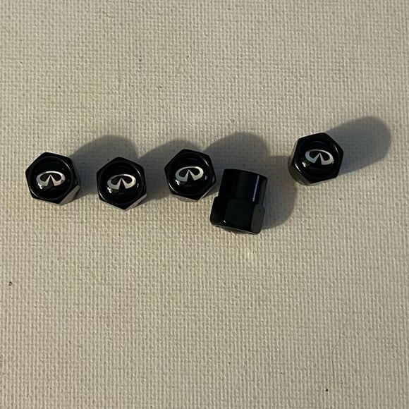 Infinity valve Stem caps in black set of 5 NWT - Picture 1 of 4